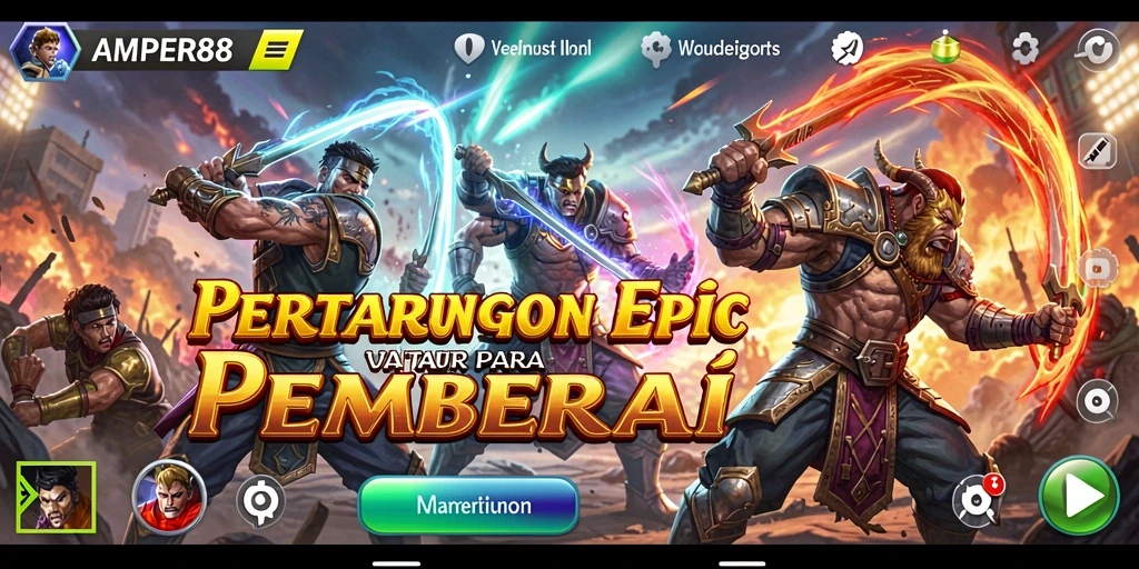 Screenshot AMPER88 menampilkan aksi pertarungan yang mendebarkan.