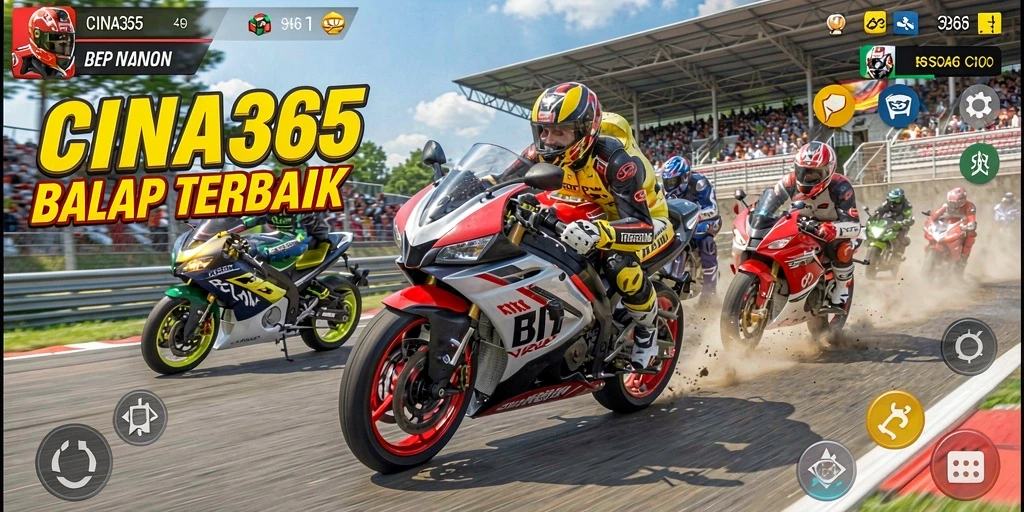 Gameplay seru CINA365 dengan motor balap yang menawan.