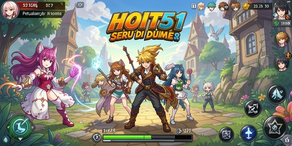 Screenshot gameplay HOT51 menampilkan karakter anime keren dalam aksi.
