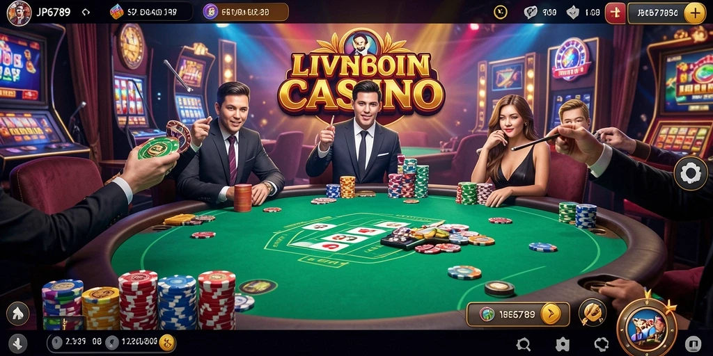 Screenshot JP6789 menampilkan dealer langsung dan gameplay kasino yang menarik.
