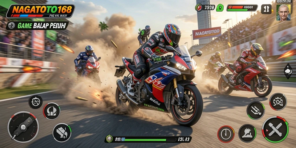Tampilan gameplay NAGATOTO168 yang menegangkan dan penuh aksi di lintasan balap.