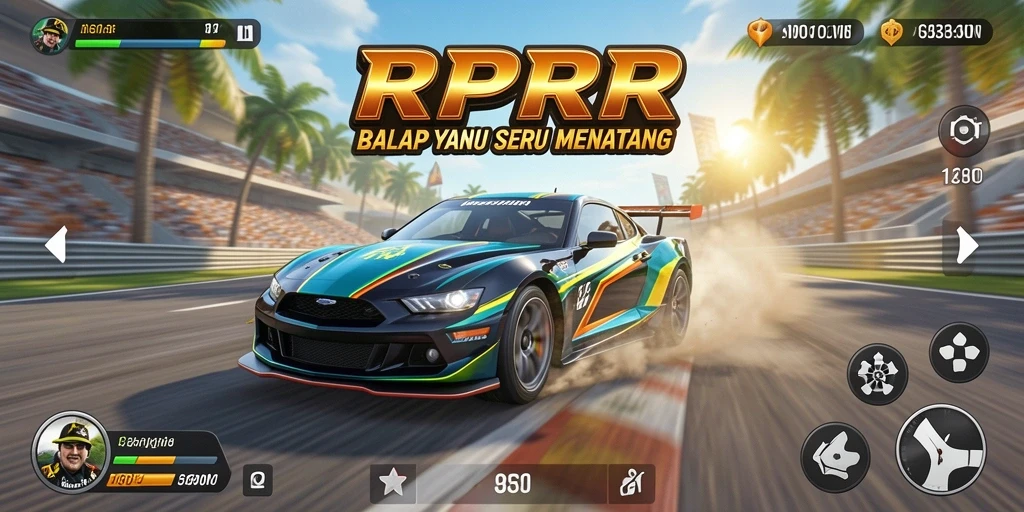 Screenshot gameplay RPRR menunjukkan aksi balap yang mendebarkan.